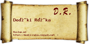 Deáki Réka névjegykártya